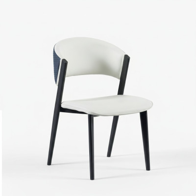 White dining chair luxury textile single-seater leather chairs wooden frame
