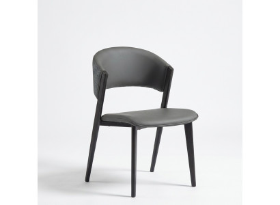 Gray leather chair, elegant dining chairs, upholstered single-seaters, wooden chairs