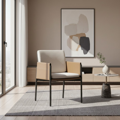 White-Beige Armchair Designer Chairs Upholstered Furniture Modern Furniture