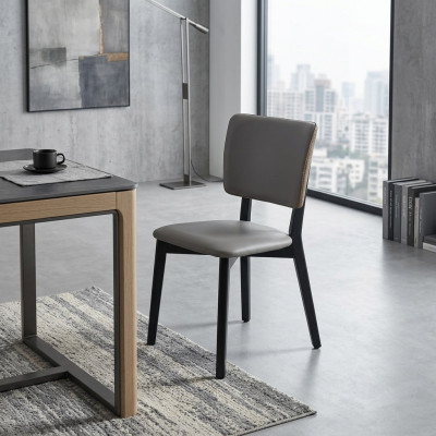Single-seater designer gray dining chair upholstered chairs leather single-seater