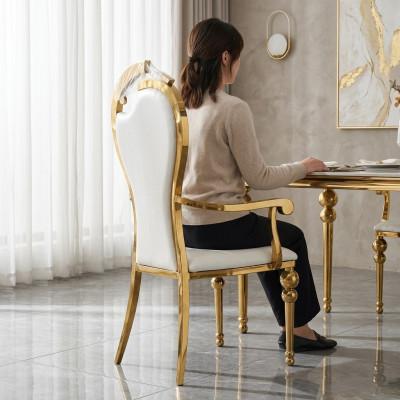 Classic Dining Room White-Gold Chair Upholstered Chairs Wooden Chairs New