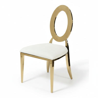 Gold-white luxurious chair high chair dining room faux leather chairs wood