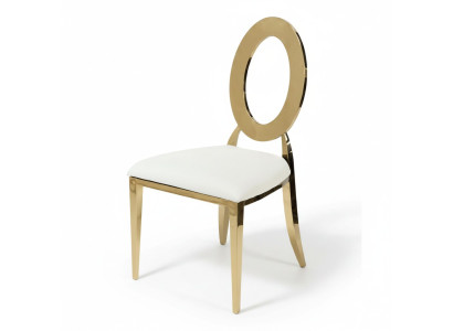 Gold-white luxurious chair high chair dining room faux leather chairs wood