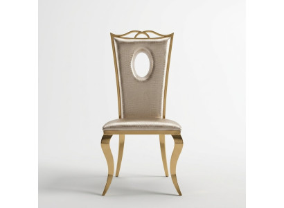 Beige Dining Chair Modern Single-Seater Faux Leather Chair Stainless Steel Furniture