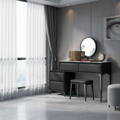 Bedroom dressing table vanity black and drawers chair