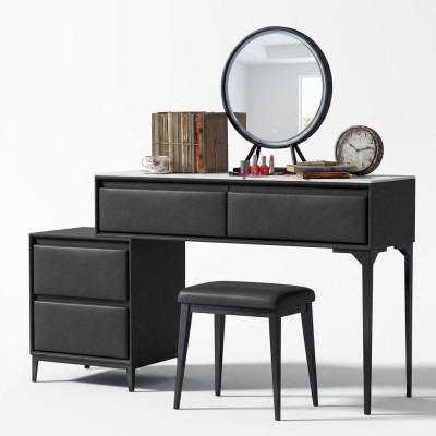 Bedroom dressing table vanity black and drawers chair
