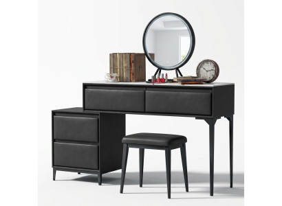 Bedroom dressing table vanity black and drawers chair