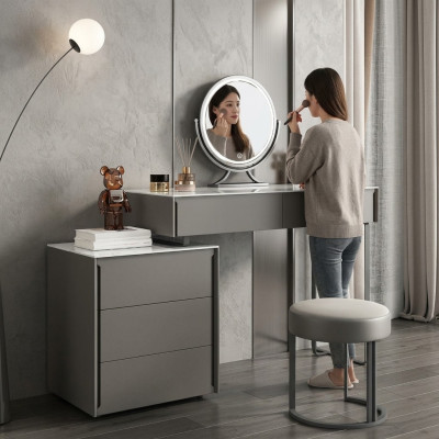 Gray dressing table designer bedroom furniture wood luxury vanity table