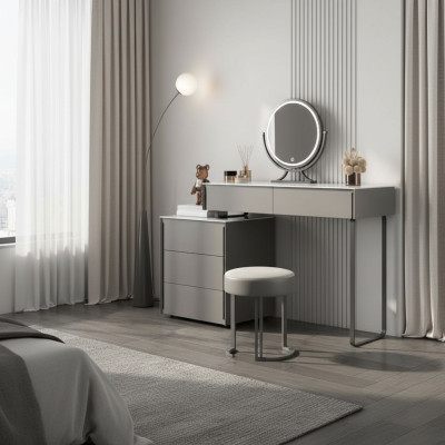 Gray dressing table designer bedroom furniture wood luxury vanity table
