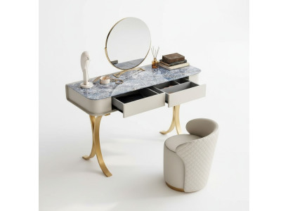 Bedroom Beige Vanity Table Designer Makeup Table 2x Drawers
