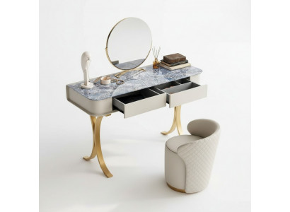 Bedroom Beige Vanity Table Designer Makeup Table 2x Drawers