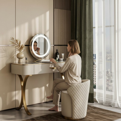 Beige makeup table designer dressing table dressing chest with drawers