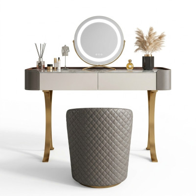 Beige dressing table, designer vanity tables, luxurious drawers, wooden furniture