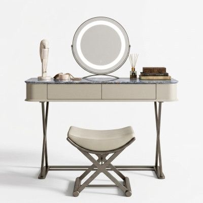Beige Makeup Table Design Bedroom Furniture Luxury Wooden Makeup Tables