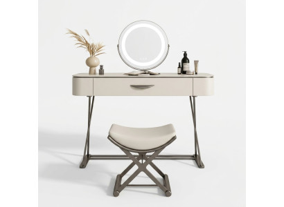 White dressing table with mirror Designer cosmetic table with drawers