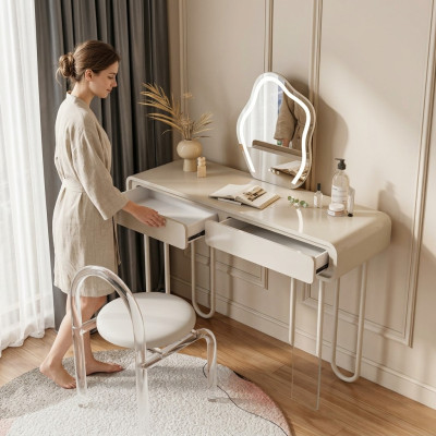 White dressing table with drawers, luxury vanity table
