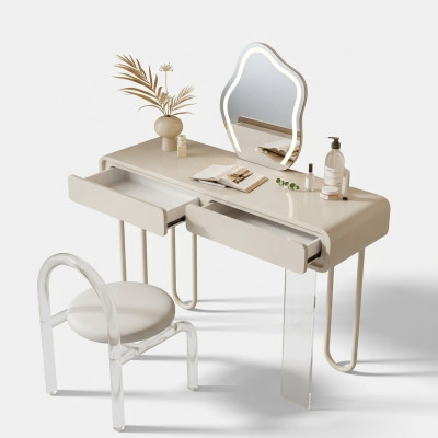White dressing table with drawers, luxury vanity table