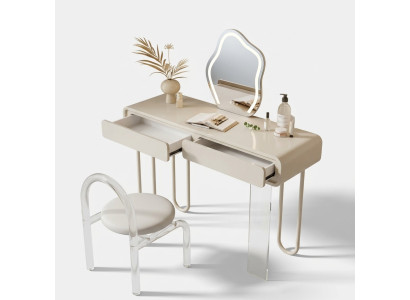 White dressing table with drawers, luxury vanity table