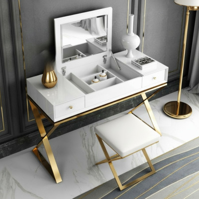 Modern white bedroom dressing table with drawers wood furniture