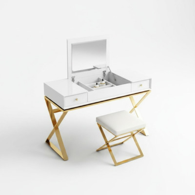 Modern white bedroom dressing table with drawers wood furniture