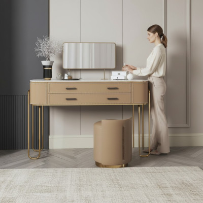 Brown dressing table designer makeup vanity with drawers luxury furniture