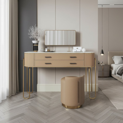 Brown dressing table designer makeup vanity with drawers luxury furniture