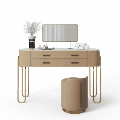 Brown dressing table designer makeup vanity with drawers luxury furniture