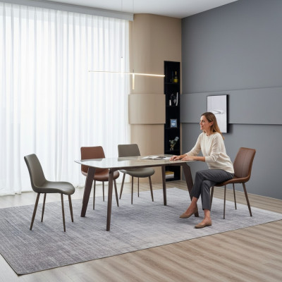Designer kitchen table, modern dining room furniture, dining table, 4x chairs, 5-piece set