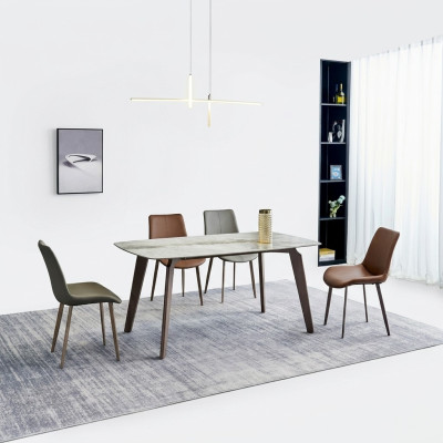 Designer kitchen table, modern dining room furniture, dining table, 4x chairs, 5-piece set