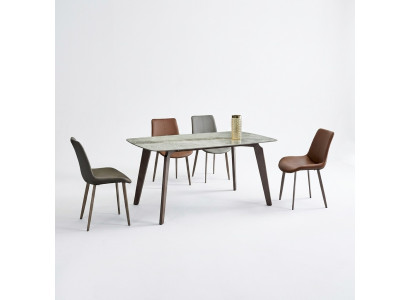 Dining room furniture designer rectangular table 4x upholstered chairs luxury 5-piece set