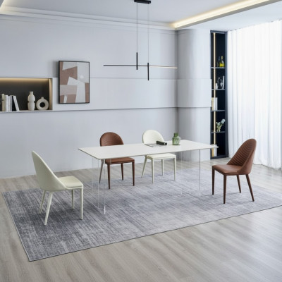 White dining table dining table 6x chairs designer single-seater 7-piece set