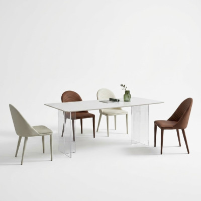 White dining table dining table 6x chairs designer single-seater 7-piece set