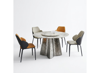Modern dining group designer dining table 4x faux leather chairs luxury 5-piece set