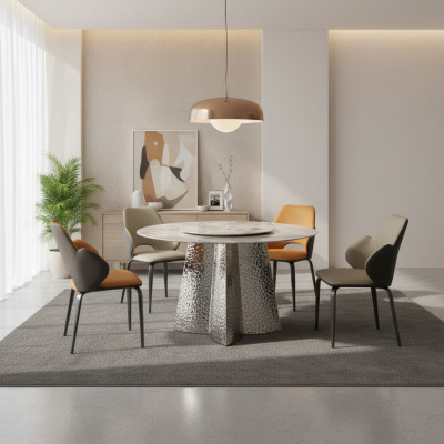 Modern dining group 6x chairs seating group luxury dining table 7-piece set