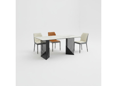 Dining set dining room table designer 6x faux leather chairs dining table 7-piece set