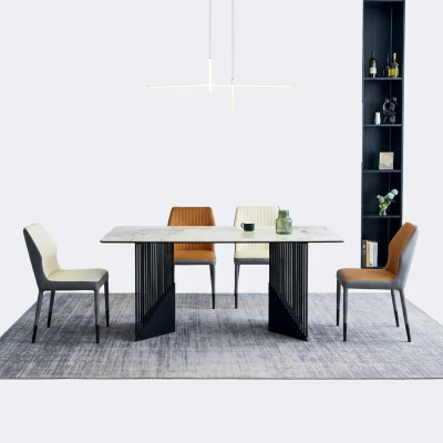 Modern dining room furniture, designer dining set, 4 upholstered chairs, dining table