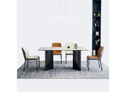 Modern dining room furniture, designer dining set, 4 upholstered chairs, dining table