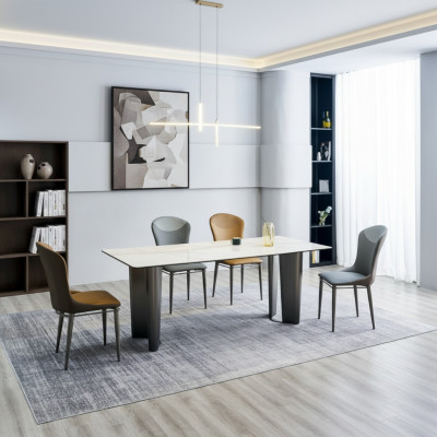 Dining room set Stylish dining table Kitchen chairs 4x faux leather chairs