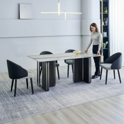 Rectangular dining table 4x chairs modern dining set 5 pieces new