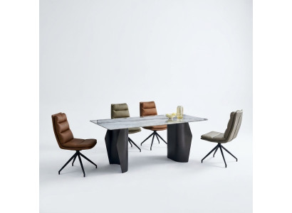 Stylish Dining Room Furniture Grey Dining Table 4x Faux Leather Chairs Single Seater