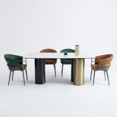 Dining room set designer suite dining table with 4 faux leather chairs 5-piece set