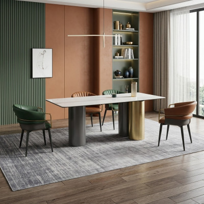 Stylish dining set designer dining table luxury seating group 6x chairs 7 pieces