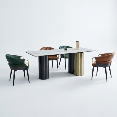 Stylish dining set designer dining table luxury seating group 6x chairs 7 pieces