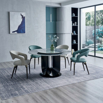 Modern dining set designer round table 4x chairs dining room set 5-piece