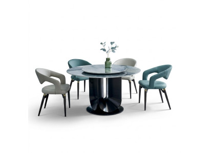 Modern dining set designer round table 4x chairs dining room set 5-piece