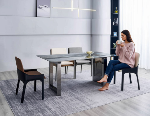 Dining set designer 4x chairs modern seating group luxury rectangular table