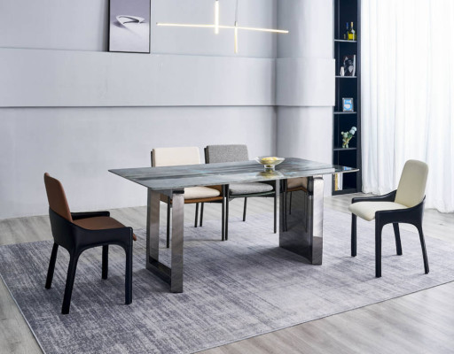 Dining set designer 4x chairs modern seating group luxury rectangular table