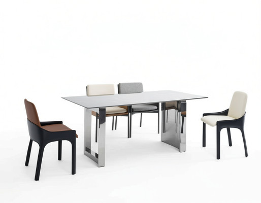 Dining set designer 4x chairs modern seating group luxury rectangular table