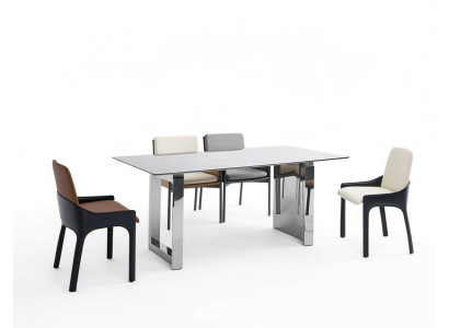 Dining set designer 4x chairs modern seating group luxury rectangular table