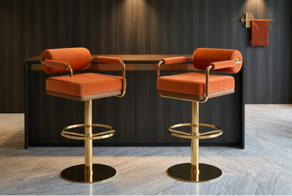 Orange barstool stainless steel seat noble single-seater modern lounge furniture